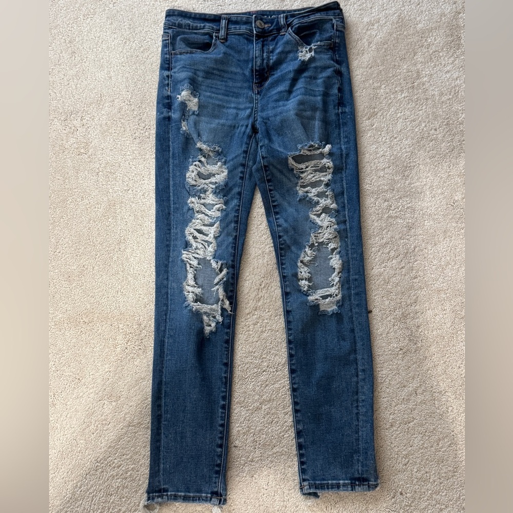 American Eagle Outfitters Blue Skinny Jeans Distressed Style